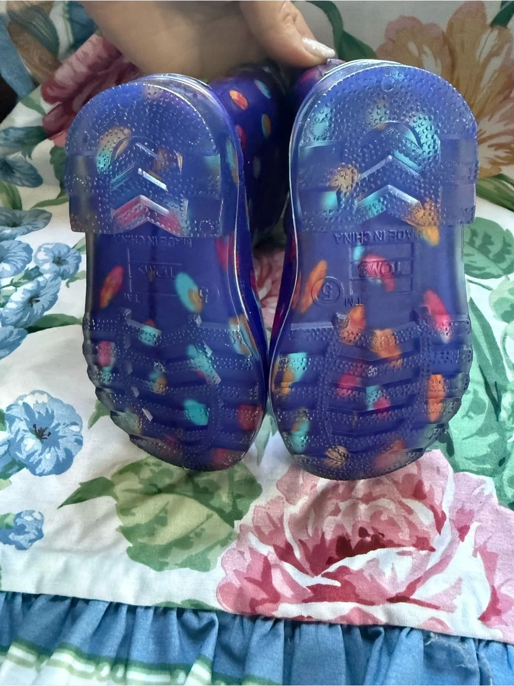 Toms Kids Blue Polka Dot Rain Boots